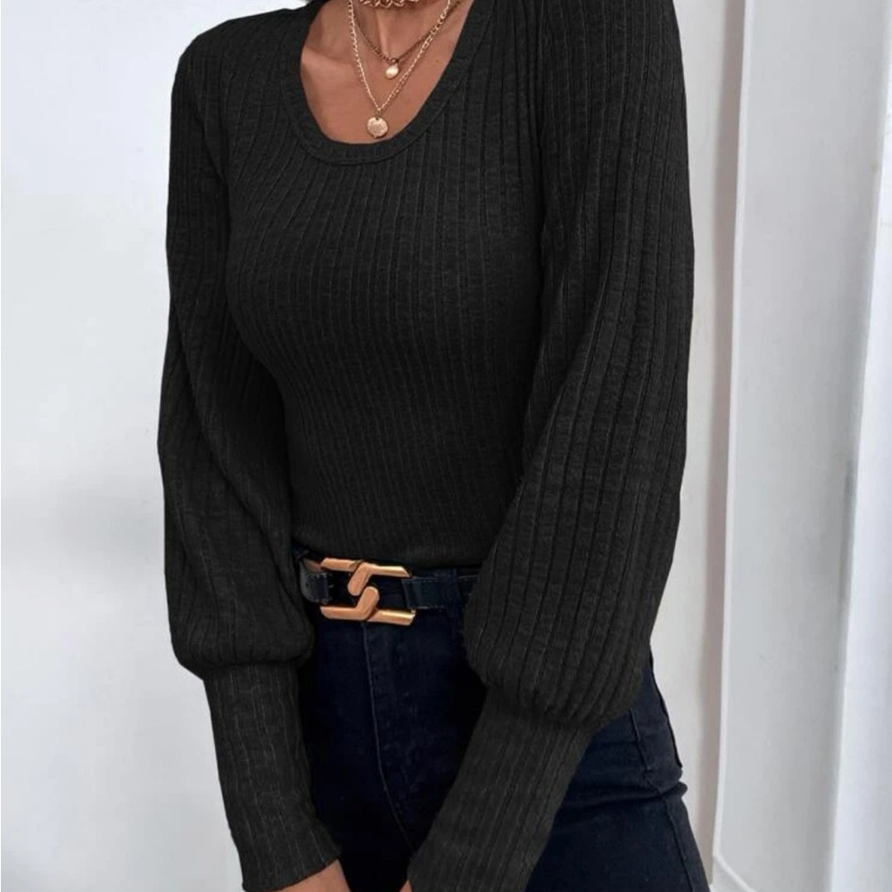 SHEIN L black ribbed sweater